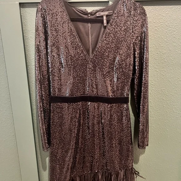 BCBG Max Azria Sequin & Feather Cocktail Dress - Picture 3 of 8